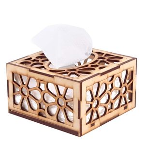 Boîte à mouchoirs moderne en MDF durable, support décoratif pour serviettes, découpe florale, pour la maison, le bureau, la voiture, l'hôtel - Product Image 4