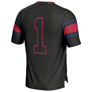 เสื้อฟุตบอลอเมริกันสีดำแบบยูนิเซ็กซ์ คอวี แขนสั้น พิมพ์ลายแบบซับลิเมชั่น หมายเลข 1 ด้านหน้า ผ้าตาข่ายระบายอากาศ ซับเหงื่อ - Product Image 2