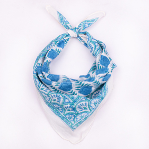 Cotton Blue <b>White</b> Geometric Patterned Bandana Summer Breathable Lightweight Multifunctional Scarf Bandana <b>Wraps</b> - Product Image 3