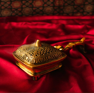 Traditional brass dhoop incense stick holder burner stand with carved base plate for home <b>mandir</b> decoration, at wholesale prices - Product Image 5