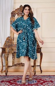 Floral Print V-Neck Maxi Dress Loose Boho Cap Sleeve <b>Summer</b> Casual <b>Kaftan</b> Dress - Product Image 4