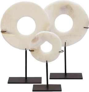 Wholesale Price White <b>Marble</b> Ring Sculpture <b>Set</b> Decorative Stand Accent For Modern Home Office Decor - Product Image 1