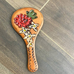 Miroirs de poche en cuir véritable de créateur vintage unique Production en vrac Miroirs de courtoisie de voyage promotionnels au design unique Cowgirl - Product Image 3