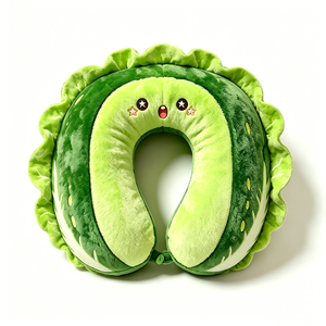Almohada de viaje en forma de pepino, linda almohada de peluche para el cuello con forma de pepino, almohada suave y esponjosa para el cuello - Product Image 2