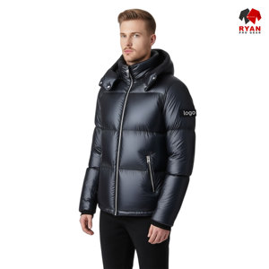 เสื้อแจ็คเก็ตพัฟเฟอร์ผู้ชายแบบสั่งทำพิเศษสำหรับฤดูหนาว มีฮู้ด ปิดด้วยซิป โลโก้สั่งทำด้านหน้า ผ้าระบายอากาศได้ดี - Product Image 6