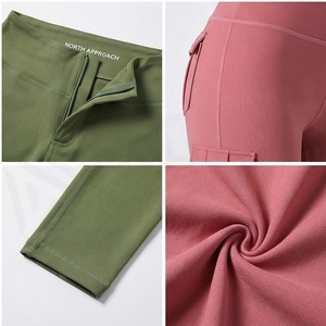 Leggings de Yoga de Cintura Alta North Approach con Bolsillos 3D, Color Verde Sólido, Sin Costuras, Elásticos en 4 Direcciones, Ropa Deportiva para Mujer - Product Image 4