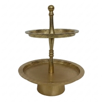Support à gâteau à 2 niveaux en métal doré, présentoir à cupcakes et desserts en aluminium moulé en forme de branche d'arbre, plateau de service à étages