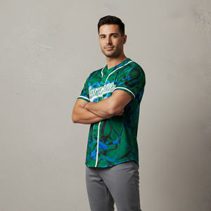 Camiseta de béisbol sublimada para hombre, 100% poliéster, al por mayor, ropa deportiva de alta calidad, transpirable, diseño único. - Product Image 5