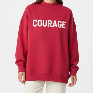 Sweat-shirt à col montant pour femme, en coton, à manches longues, style streetwear, avec logo personnalisé brodé, en molleton, coupe oversize, pour l'hiver - Product Image 1