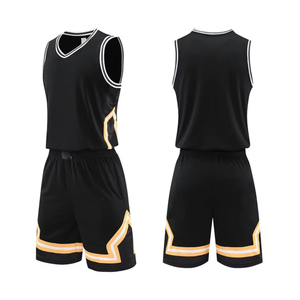 Ensemble d'uniformes de basketball en polyester de haute qualité, personnalisable avec nom et numéro d'équipe imprimés, séchage rapide, sans manches, vêtements de sport, lot en gros - Product Image 1