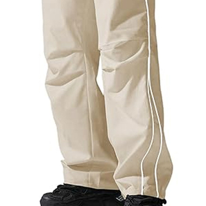 OEM Custom Logo <b>Men</b>’s Sports Track Pants <b>Loose</b> <b>Fit</b> Windbreaker Nylon Anti-Wrinkle Casual Elastic Waist Drawstring <b>Joggers</b> - Product Image 2