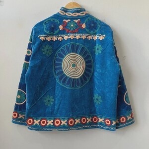 Best Selling Suzani Velvet Embroidered <b>Jacket</b> <b>Short</b> Button Coat Winter Bomber <b>Jacket</b> Bohemian Outerwear Wholesale Factory Price - Product Image 2