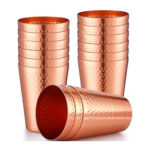 Minimal Copper Drinking Glass Handmade Tumbler Ayurvedic Wellness Vessel Elegant Dining Kitchen Premium Metal <b>Drinkware</b> - Product Image 5