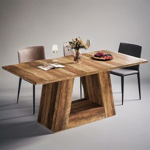 Tavolo da Pranzo Moderno in Legno con Finto Marmo per 4-6 Persone, Tavolo Rettangolare da 160 cm con Base Robusta - Product Image 1