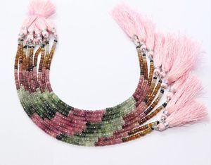 Perles facettées rondes en tourmaline naturelle AAA, 3-3,5 mm, perles de pierre précieuse tourmaline pastèque, 8 pouces, vente en gros pour la fabrication de bijoux - Product Image 4