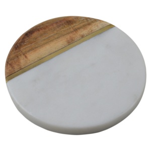 Marble and Wood Coaster With Metal Strip Design Most Demanding Use for Table Decors Wedding Party <b>Bar</b> Restaurant Stone, Coasters - Product Image 1