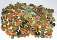Paire de cabochons en jaspe polychrome naturel Radha Arts, motifs uniques, pour la fabrication de boucles d'oreilles, bagues, pendentifs et bijoux en argent