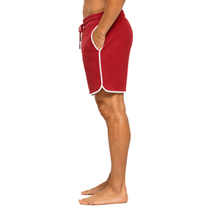 Shorts en maille gaufrée pour hommes, légers et décontractés, pour l'été, avec taille élastique et cordon de serrage, pour la gym, le fitness et l'entraînement sportif, OEM - Product Image 6