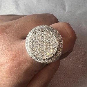 Round Moissanite Pinky <b>Ring</b> 925 Sterling Silver Iced Out Hip Hop Jewellery VVS Diamond <b>Statement</b> <b>Ring</b> - Product Image 2