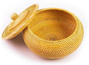 Cesta de Almacenamiento Redonda de Ratán al por Mayor, Organizador Multifuncional, Cesta Multiusos Tejida a Mano para el Hogar, Fabricada por KingCraftViet - Product Image 2