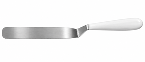 Espátula de chef de acero inoxidable con mango de madera blanca, apta para lavavajillas, utensilio para hornear y decorar platos. - Product Image 6