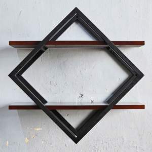 Modern Geometric Stainless Steel Wall <b>Shelf</b> Minimalist Industrial Floating Display Rack Living Room Home Decor Set - Product Image 3