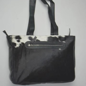 Bolso Tote de Cuero Genuino con Pelo, de Buena Calidad, para Mujer, a la Moda, Color Sólido, Estilo Vintage, con Cierre de Cremallera, Duradero - Product Image 1