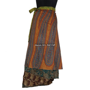 Falda Larga de Seda Reversible de Dos Capas para Mujer, Estilo Sari Mágico, Novedad 2026, Venta al por Mayor, para Usar como Cubrecostume Vintage - Product Image 6