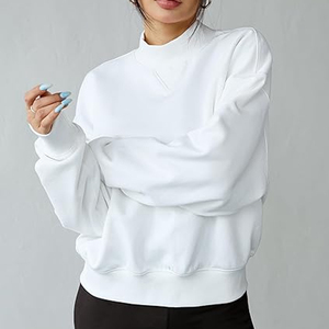 Custom Printed Women Mock Neck Sweatshirt Heavyweight Streetwear Pullover - Product Image 3