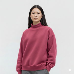 Sweat-shirt oversize à col montant pour femme, coupe décontractée, confortable, style minimaliste et moderne - Product Image 3