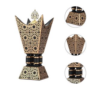 Gold Brass Islamic Arabian Incense <b>Burner</b> Geometric Pattern Black Base Aromatherapy Religious Sandalwood Fragrances Long-lasting - Product Image 2