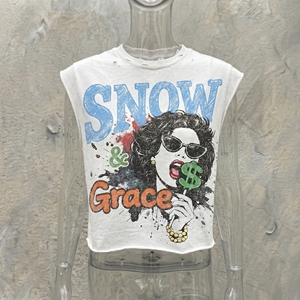 Snow & Grace Camiseta corta sin mangas con estampado informal para hombre, camiseta de jersey con cuello redondo - Product Image 4