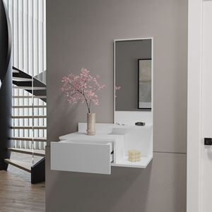 Mobiletto Sospeso Bianco Lowell, Elegante Arredamento per Soggiorno - Product Image 5