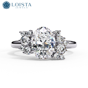 High Quality Solitaire <b>Ring</b> <b>Women</b> Wedding Band Lab Grown Diamond 18K Oval Shape <b>Rings</b> Unisex Engagement Jewelry <b>Set</b> - Product Image 1