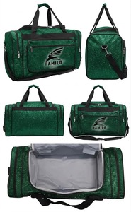 HAMILO Sports Duffle Bag <b>Red</b> <b>Glitter</b> Zipper Closure Water Resistant Square Shape Handle Carrying System - Product Image 2