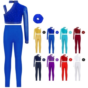 Conjunto de Ropa de Baile de Salón Competitivo para Niñas de 6 a 16 Años, Top Corto con Diadema y Leggings, para Patinaje Artístico y Gimnasia - Product Image 1