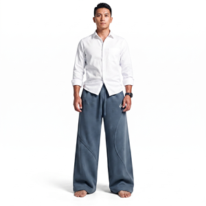 Pantalon de survêtement en molleton de coton surdimensionné pour homme, joggers en coton épais, logo de marque personnalisé, streetwear, vente en gros, fabricant - Product Image 5