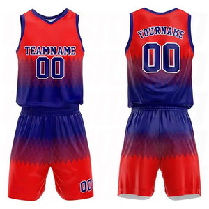 Uniformes de basketball réversibles sur mesure en tissu mesh respirant à trous de riz, rouge royal, avec impression par sublimation - Product Image 1