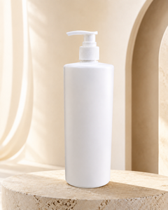 Bouteille en plastique blanche cylindrique de 1 litre avec pompe à lotion pour usage personnel - Product Image 2