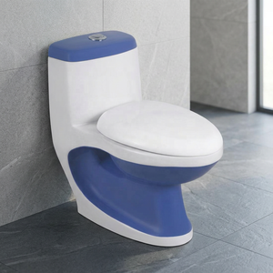 WC monobloc en céramique à chasse directe, design de luxe, à poser au sol, avec siphon en P pour salle de bain - Product Image 6