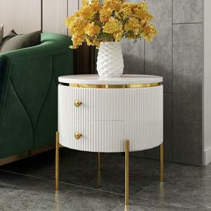 Hotel Furniture Marble Top <b>Side</b> <b>Tables</b> Gold Plated Metal Round End <b>Table</b> for Living Room, Hotel, Office Manufacture - Product Image 3