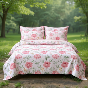 Mayra 4-Piece American Style Cotton Hotel <b>Bedding</b> Set High 90x100 Inch Double King Twin Solid Floral Solid Color Bed <b>Sheet</b> - Product Image 3