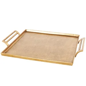 Bandeja Rectangular Moderna de Latón con Asas, Bañada en Oro, Bandeja Decorativa para Servir en la Mesa de Centro - Product Image 3