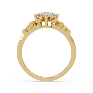 IGI Certified Solitaire Princess Cut Lab Grown Diamond Engagement Ring 14K Pure Gold Rhodium Plated Floral Side Stone Ring - Product Image 4
