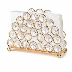 Porte-serviettes en cristal avec cadre en métal doré, support pour papier de soie pour table à manger, comptoir de cuisine, décoration de la maison ou du bureau - Product Image 1