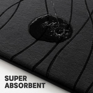 Modern Black <b>Memory</b> <b>Foam</b> <b>Bath</b> <b>Mat</b> Set 4-Piece Non-Slip Rectangle Abstract Embossed Design for Home Bathroom Use - Product Image 5