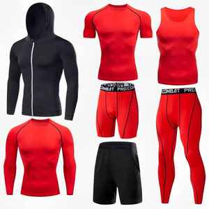 Vêtements de sport GYM Taille EU/US Logo personnalisé Polyester Plusieurs couleurs Ensemble de 7 pièces Vêtements de compression pour la gym Vêtements de fitness pour hommes - Product Image 3