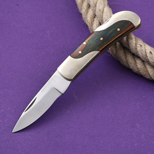 มีดอเนกประสงค์พับได้ทำจากสแตนเลสสตีล Nordic Forge ด้ามจับไม้ pakka ปลอกหนังแพนเค้กกระเป๋า EDC OEM ล่าสัตว์ตั้งแคมป์ - Product Image 2