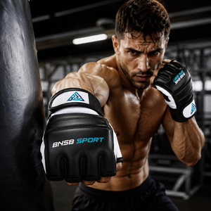 Guantes de Entrenamiento sin Dedos de Piel Sintética PU Transpirable en Blanco y Negro, Nudillos Acolchados, Soporte de Muñeca Ajustable, Unisex, para Boxeo - Product Image 4