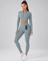 Nouvel ensemble de sport 2 pièces pour yoga et entraînement, respirant, réversible, séchage rapide, soutien-gorge de sport et leggings taille haute élastiques à l'avant